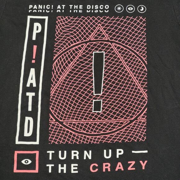 Pacific Black Unisex Tee "Panic! At The Disco Turn Up The Crazy" - Size Medium - Picture 2 of 4